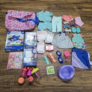 Baby Alive Doll Clothes Accessories Lot Of 40 Potty Bottles Swaddle Food Diaper